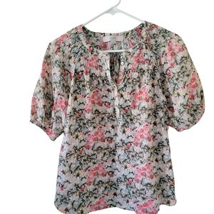 LOFT Multicolored Floral Patterned Blouse